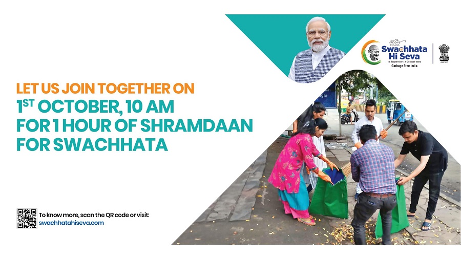 1st October, 10am for 1 hour of Shramdaan for Swachhata