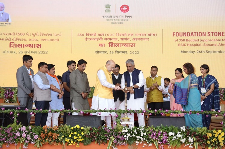 Foundation Stone Laying of 350 Bedded ESIC Hospital, Sanand, Gujrat. Upgradable to 500 Beds on 26.09.2022